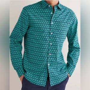 Boden cutaway collar poplin shirt Soft lilypad oakleaf print Sz S